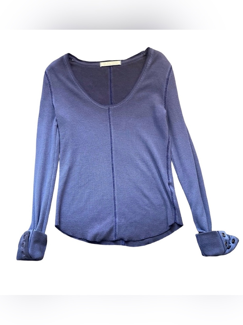 We The Free FP Waffle Knit Exposed Seam Long Sleeve Top Large